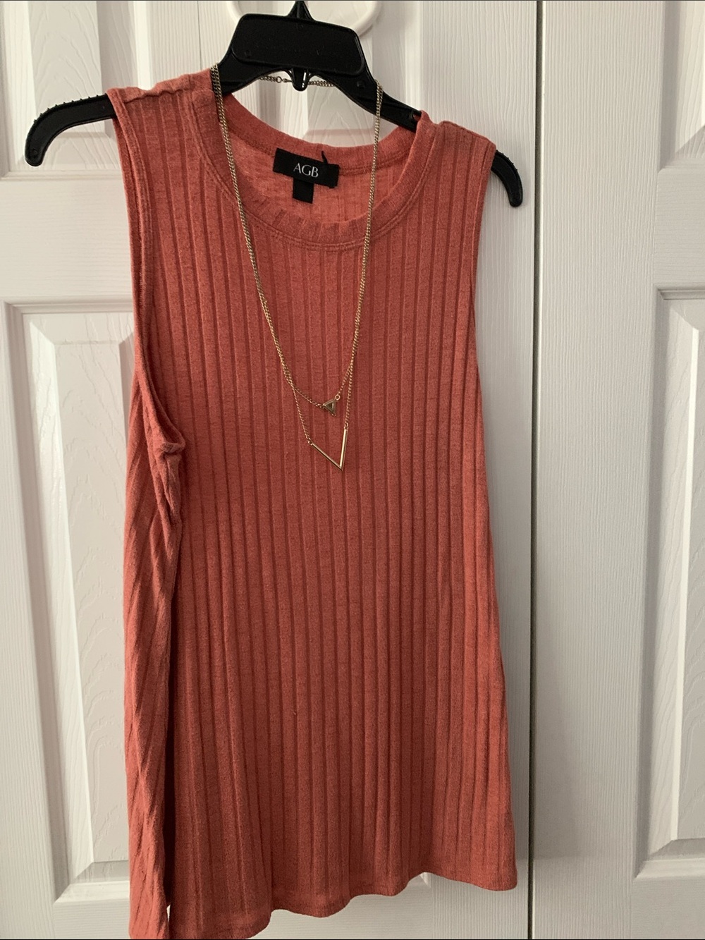 AGB Ribbed Sleeveless Tank in Rust